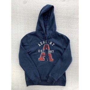Aéropostale Aero Est.1987 Pullover Hoodie Medium Blue Spellout Logo Athletic